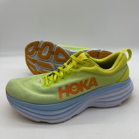 Hoka M Bondi 8 1123202 BEPM Mens Size‎ 11 D Vibrant Yellow / Blue Running Shoes